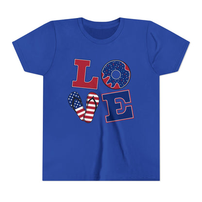 Youth Tee – "LOVE" Patriotic 4th Of July Kids