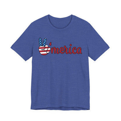 'Merica Peace Sign Tee – Patriotic 4th of July American Flag Graphic Shirt