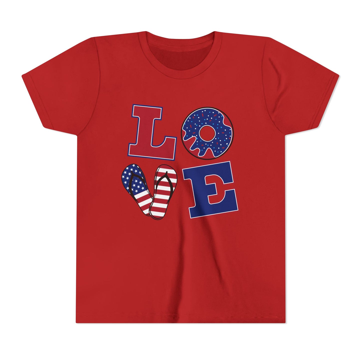 Youth Tee – "LOVE" Patriotic 4th Of July Kids