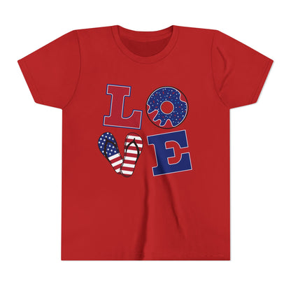 Youth Tee – "LOVE" Patriotic 4th Of July Kids