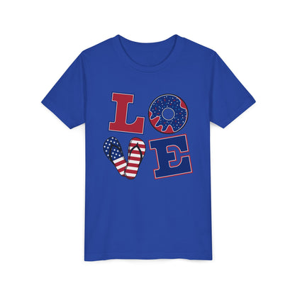 Youth Tee – "LOVE" Patriotic 4th Of July Kids