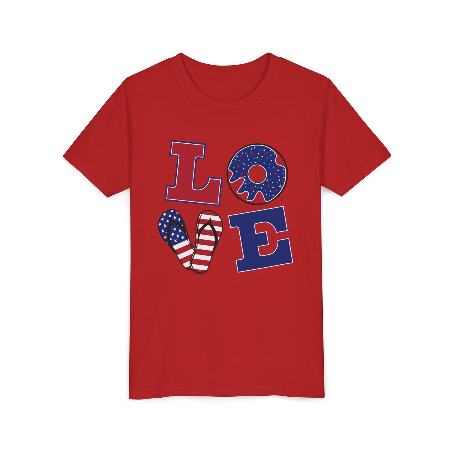 Youth Tee – "LOVE" Patriotic 4th Of July Kids