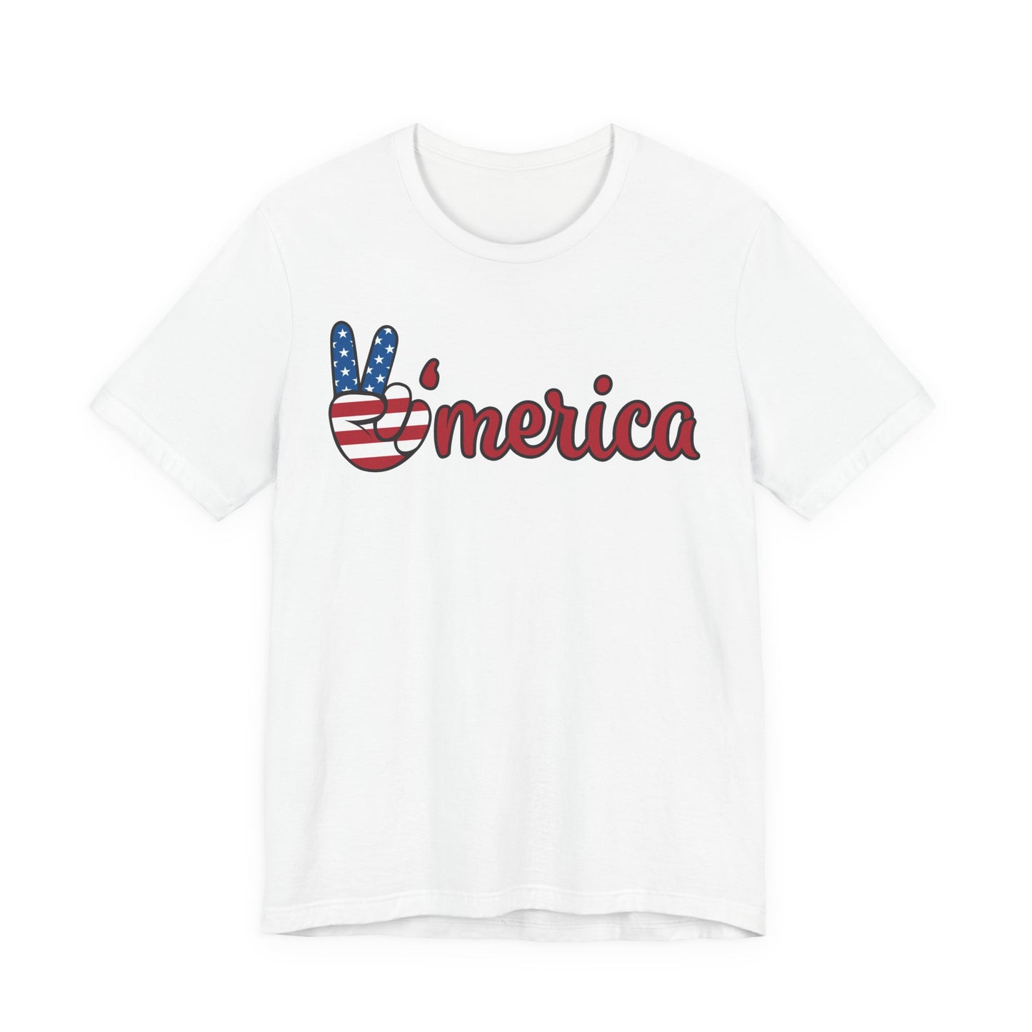'Merica Peace Sign Tee – Patriotic 4th of July American Flag Graphic Shirt