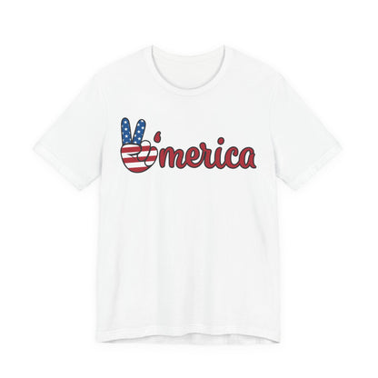 'Merica Peace Sign Tee – Patriotic 4th of July American Flag Graphic Shirt