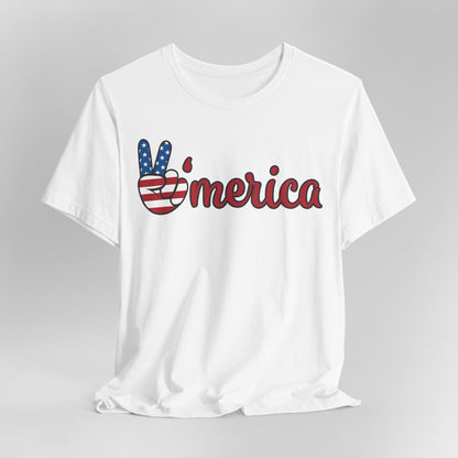 'Merica Peace Sign Tee – Patriotic 4th of July American Flag Graphic Shirt
