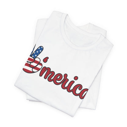 'Merica Peace Sign Tee – Patriotic 4th of July American Flag Graphic Shirt