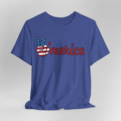 'Merica Peace Sign Tee – Patriotic 4th of July American Flag Graphic Shirt
