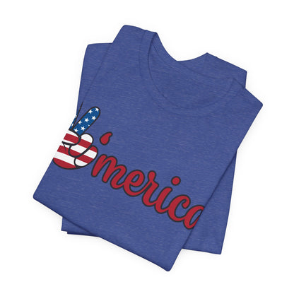 'Merica Peace Sign Tee – Patriotic 4th of July American Flag Graphic Shirt