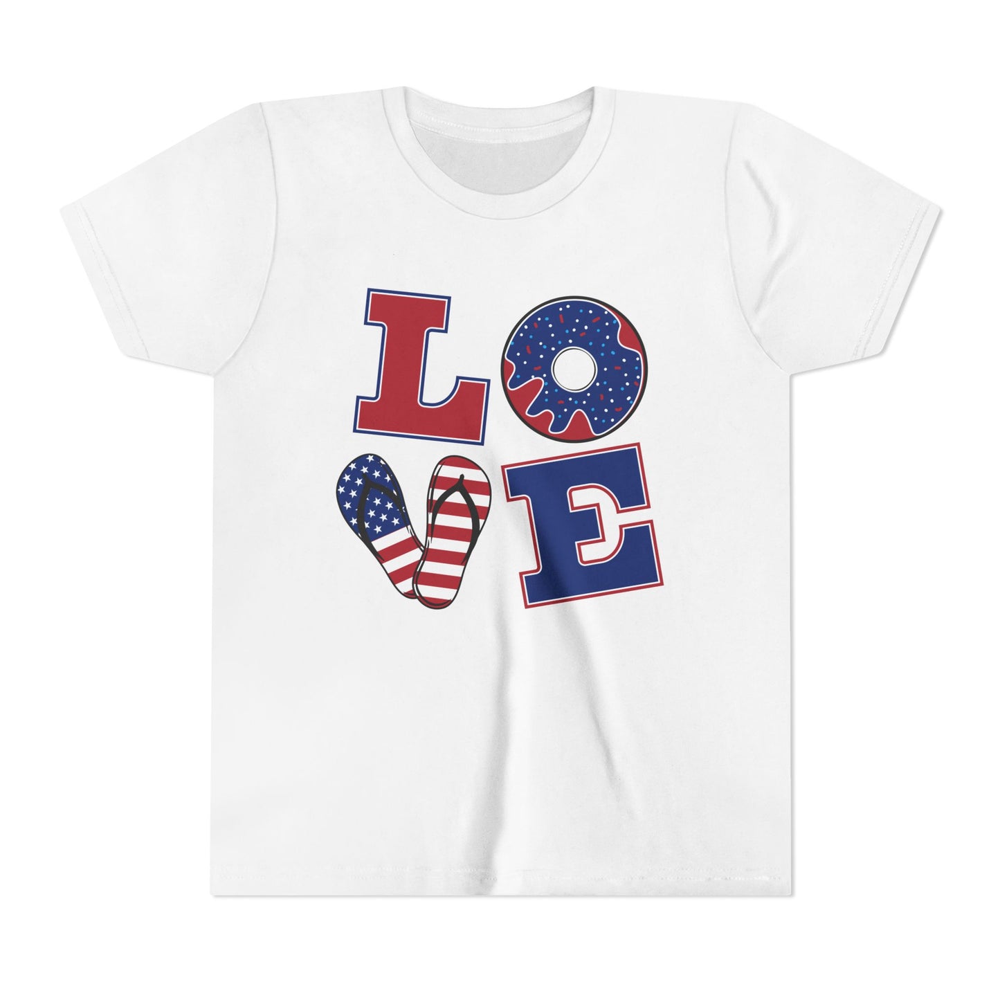 Youth Tee – "LOVE" Patriotic 4th Of July Kids