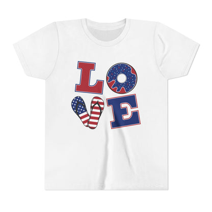 Youth Tee – "LOVE" Patriotic 4th Of July Kids