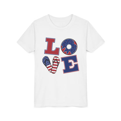 Youth Tee – "LOVE" Patriotic 4th Of July Kids